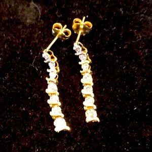 1/2 Carat Natural Diamond 14K Yellow Gold Dangle Earrings